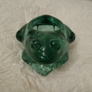Green glass frog candle holder 🐸💚